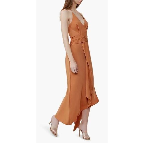 Significant Other Elusive Asymmetrical Halter Midi Dress in Chestnut Size 8 $218 - Picture 3 of 5